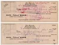 Moe Howard Lot of Two Checks Signed, Both Made Out to His Son's Family -- Dated 1 February 1962 and 6 July 1962 -- Both Measure 8.25'' x 3'' -- Very Good Condition